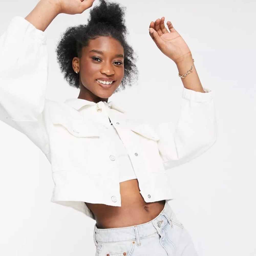 White Jean Jacket (organic cotton) with large pockets